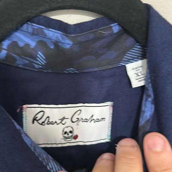 NWT Robert Graham Mens Deep Blue Classic Fit Button Down Shirt Size XL - Picture 6 of 9